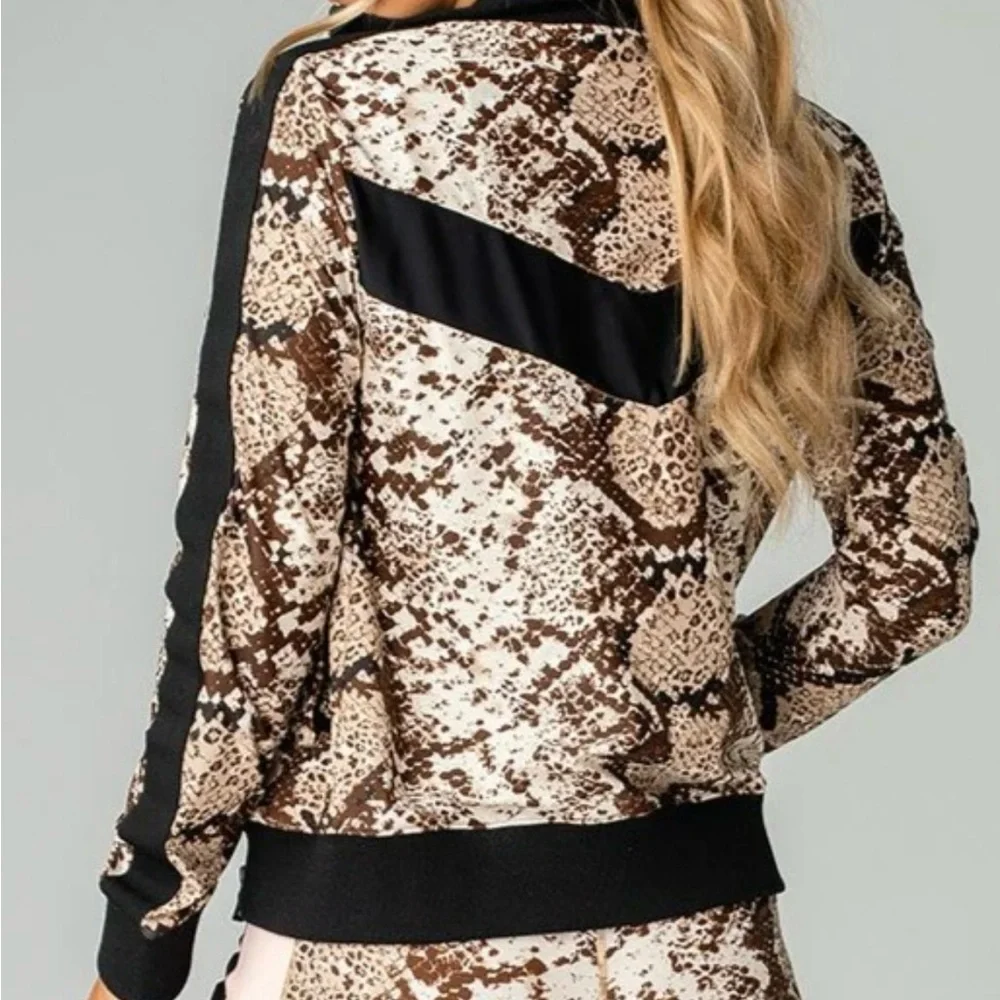 Buddy Love Track Jacket‎ Snakeskin Print Brown Tan Exc Athleisure Streetwear Sm